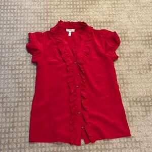 Joie Vibrant Red Ruffled Blouse